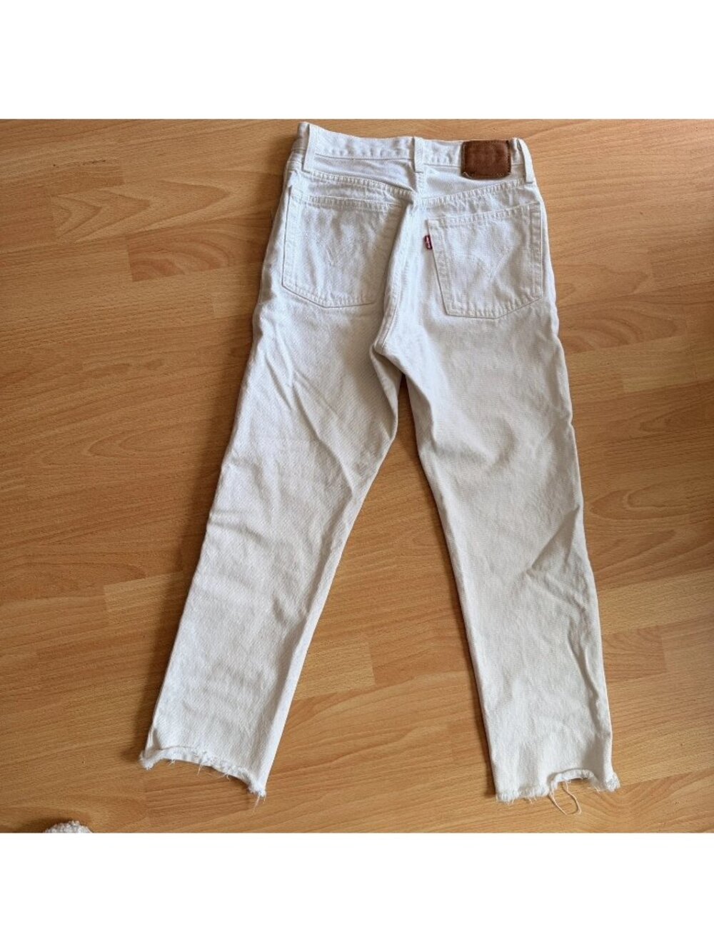 LEVI’s 501 Bootcut 24” Waist 24” Inseam White Cream Raw Hem